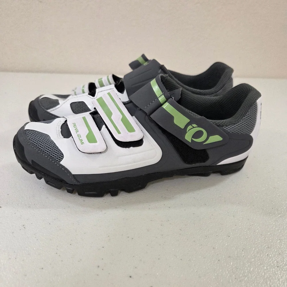 Pearl Izumi Mens Womens EU 39 MTB Cycling Shoes Grey White‎ Green SPD Cleats